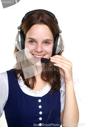 Image of young woman with head set