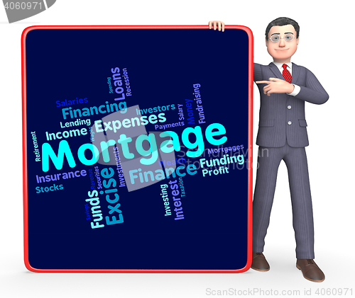 Image of Mortgage Word Shows Home Loan And Debt