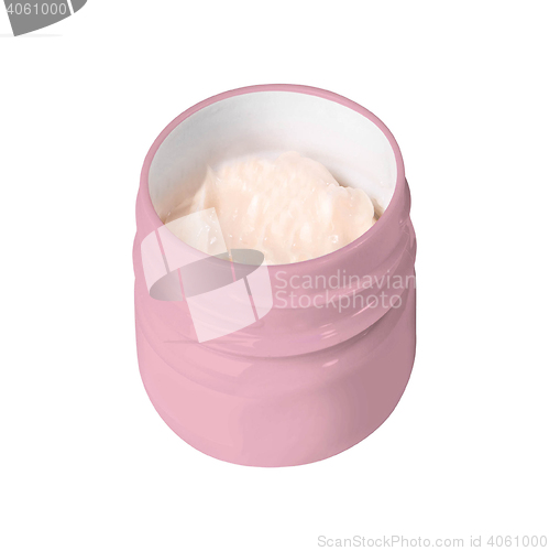 Image of Opened plastic container with cream