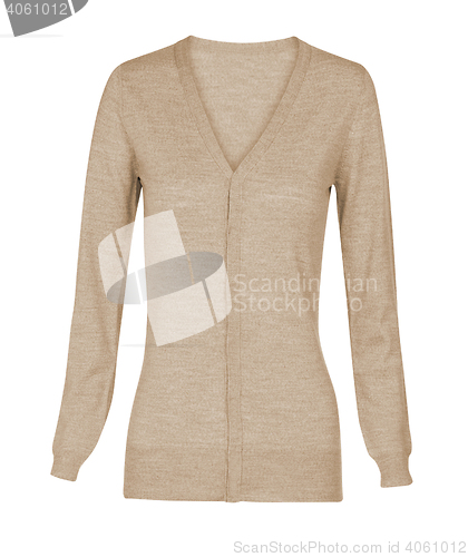 Image of beige cardigan isolated on a white
