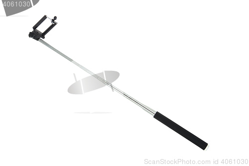 Image of modern selfie stick on the white
