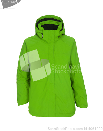 Image of Green male winter jacket isolated