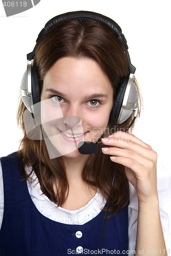 Image of young woman with head set