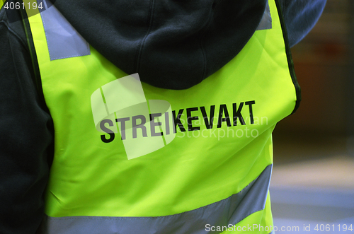 Image of Striking Norwegian train driver picketing