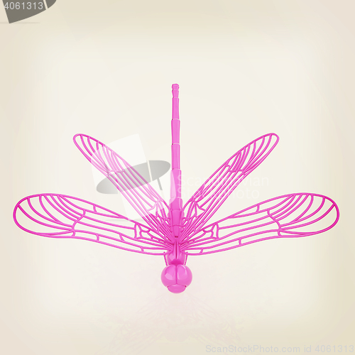 Image of Dragonfly. 3D illustration. Vintage style.