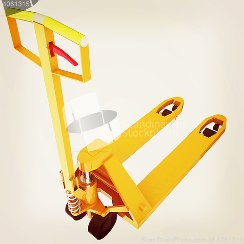 Image of 3d model pallet jack. 3D illustration. Vintage style.