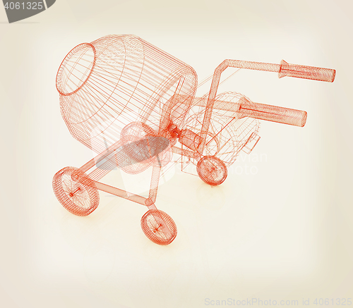 Image of Concrete mixer. 3D illustration. Vintage style.