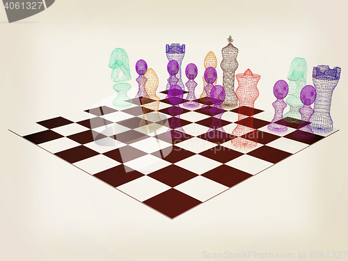 Image of Chess. 3D illustration. Vintage style.