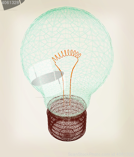 Image of 3d bulb icon. 3D illustration. Vintage style.