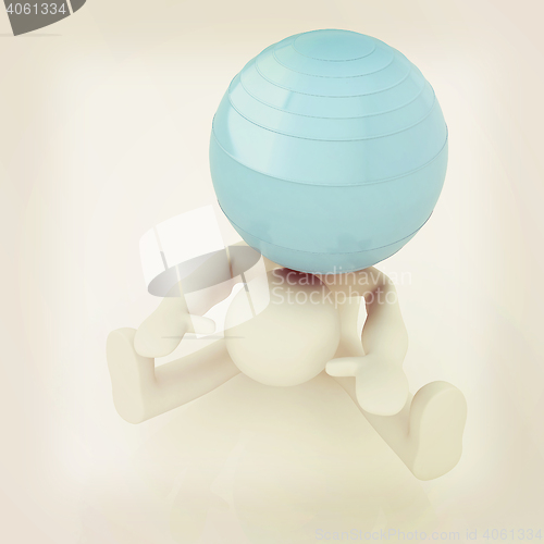 Image of 3d man exercising position on fitness ball. My biggest pilates s