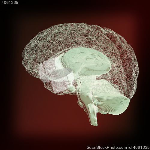 Image of Creative concept of the human brain. 3D illustration. Vintage st