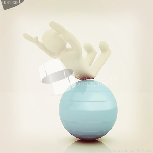 Image of 3d man exercising position on fitness ball. My biggest pilates s