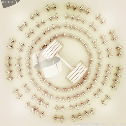 Image of Fitness dumbbells. 3D illustration. Vintage style.