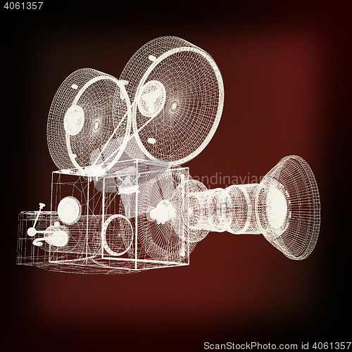 Image of Old camera. 3d render. 3D illustration. Vintage style.