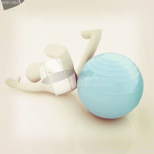 Image of 3d man exercising position on fitness ball. My biggest pilates s
