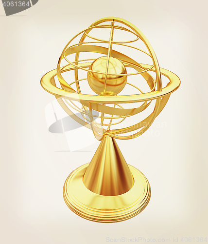 Image of Terrestrial globe model . 3D illustration. Vintage style.