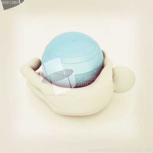 Image of 3d man exercising position on fitness ball. My biggest pilates s