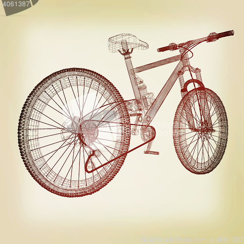 Image of bicycle as a 3d wire frame object isolated. 3D illustration. Vin