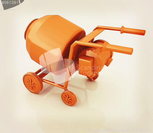 Image of Concrete mixer. 3D illustration. Vintage style.