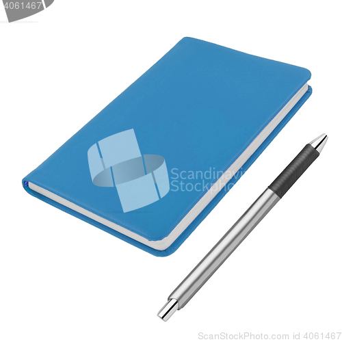 Image of Notebook and pen isolated
