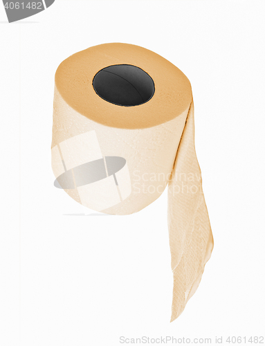 Image of The roll of yellow toilet paper isolated 
