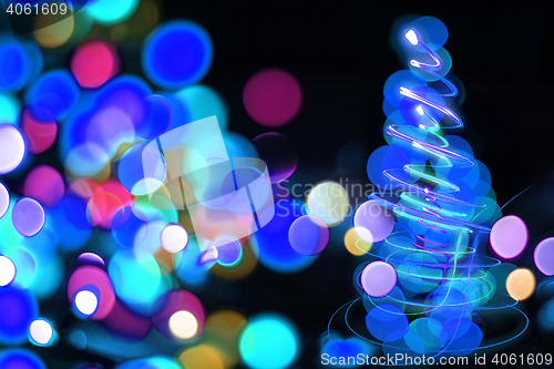 Image of christmas tree in blue color