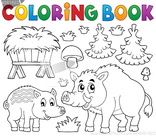Image of Coloring book with wild pigs theme 1