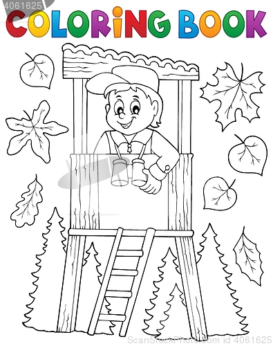 Image of Coloring book forester theme 1