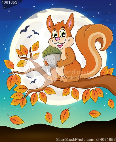 Image of Autumn branch with squirrel