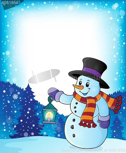 Image of Snowman with lantern theme image 4