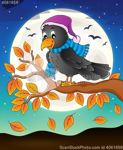 Image of Autumn branch with raven