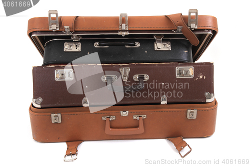 Image of old suitcases isolated