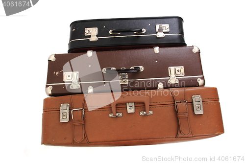Image of old suitcases isolated
