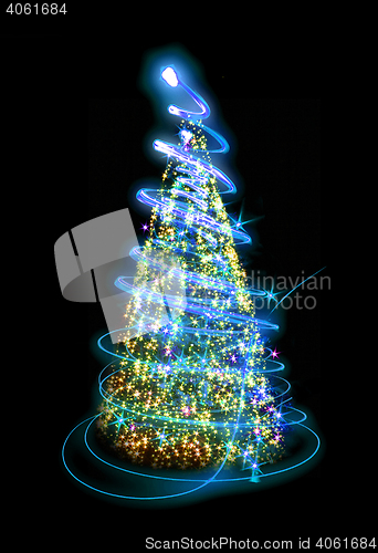 Image of christmas tree in the night