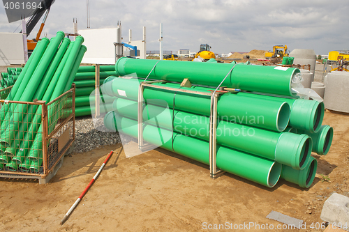 Image of Green sewer pipes