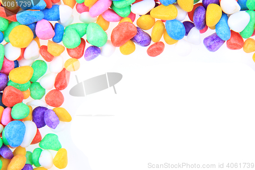 Image of boulders with plastic colors as background