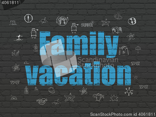 Image of Vacation concept: Family Vacation on wall background