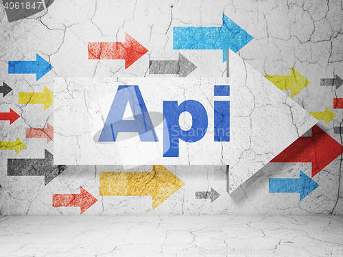 Image of Database concept: arrow with Api on grunge wall background