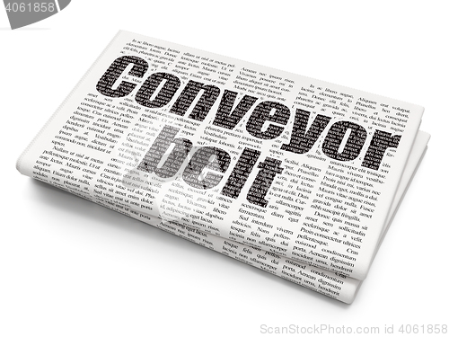 Image of Manufacuring concept: Conveyor Belt on Newspaper background