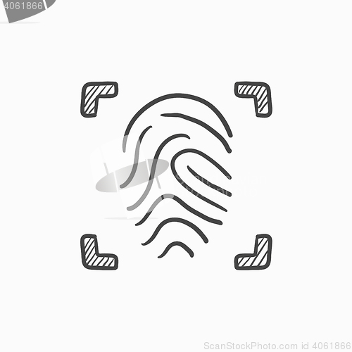 Image of Fingerprint scanning sketch icon.