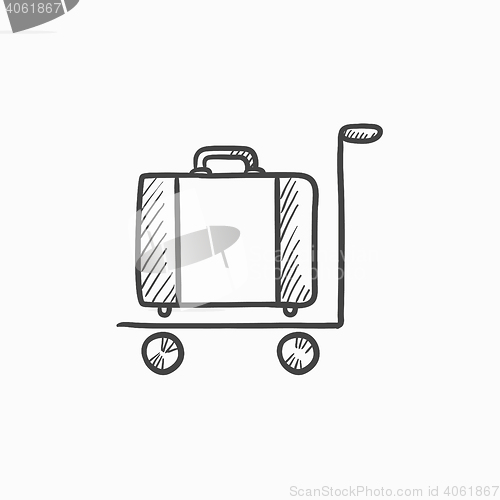 Image of Luggage on trolley sketch icon.