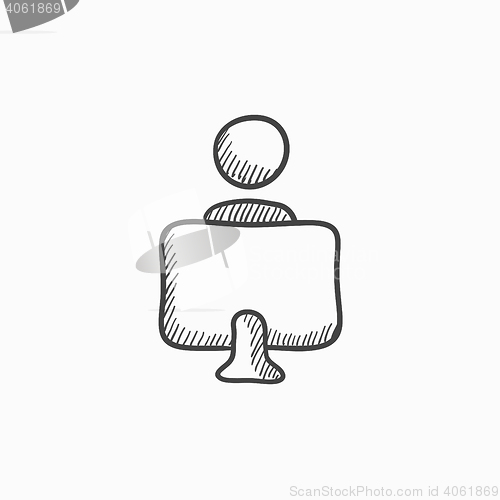 Image of Online education sketch icon.