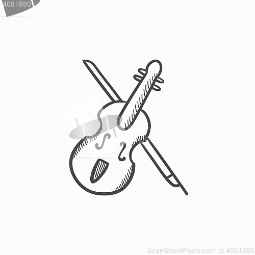 Image of Violin with bow sketch icon.