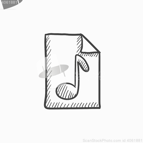 Image of Musical note drawn on sheet sketch icon.