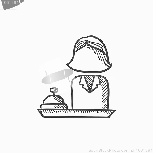 Image of Female receptionist sketch icon.