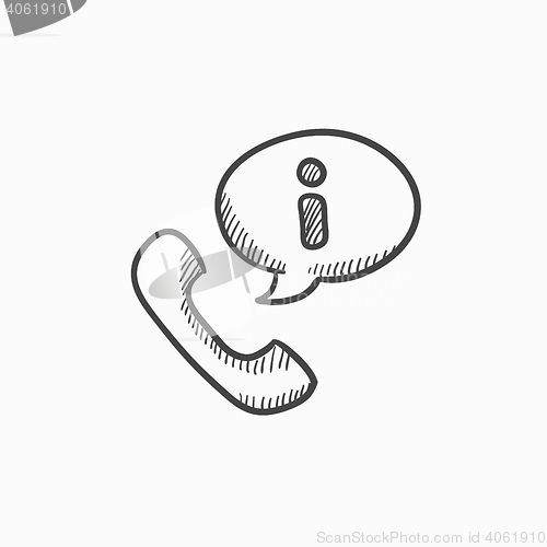 Image of Handset with information sign sketch icon.