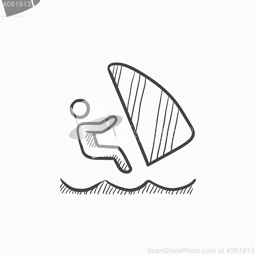 Image of Wind surfing sketch icon.