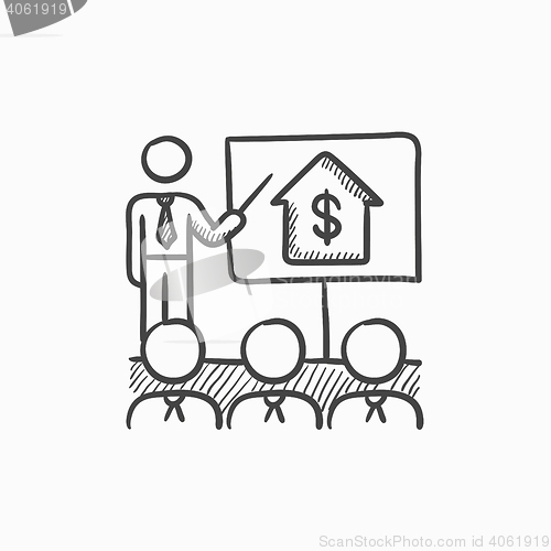 Image of Real estate training sketch icon.