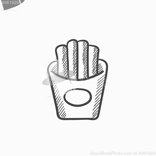 Image of French fries sketch icon.