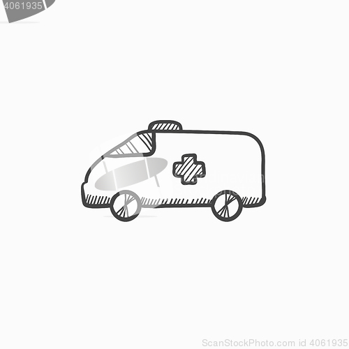 Image of Ambulance car sketch icon.